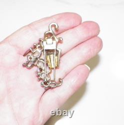 Vintage Crown Trifari Alfred Philippe Moon Stone Cabachon Clip 2 1/4