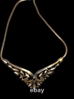 Vintage Crown Trifari Alfred Philippe Necklace Leaf Motif Book Piece Signed