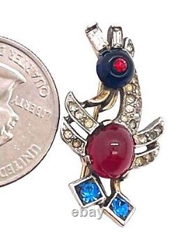 Vintage Crown Trifari Alfred Philippe Pat Pend Red Belly Figural Duck Brooch