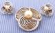 Vintage Crown Trifari Alfred Philippe Pearl White Rhinestone Brooch Earrings Set