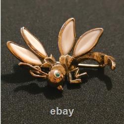 Vintage Crown Trifari Alfred Philippe Petalette Poured Milk Glass Wasp Brooch