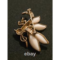 Vintage Crown Trifari Alfred Philippe Petalette Poured Milk Glass Wasp Brooch