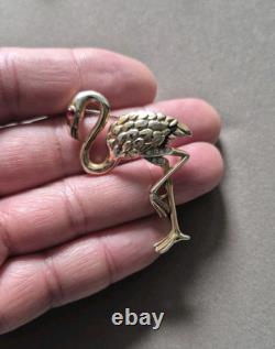 Vintage Crown Trifari Alfred Philippe Pink Flamingo rhinestone brooch