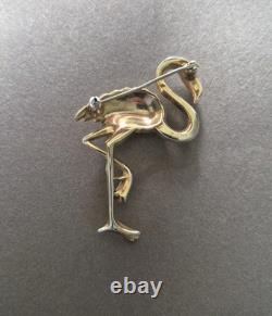 Vintage Crown Trifari Alfred Philippe Pink Flamingo rhinestone brooch