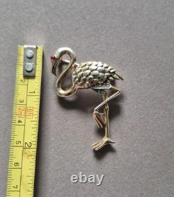 Vintage Crown Trifari Alfred Philippe Pink Flamingo rhinestone brooch
