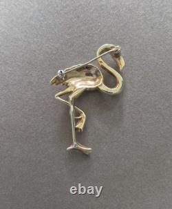 Vintage Crown Trifari Alfred Philippe Pink Flamingo rhinestone brooch