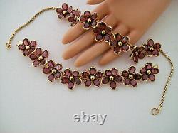 Vintage Crown Trifari Alfred Philippe Purple Poured Glass Necklace AND Bracelet