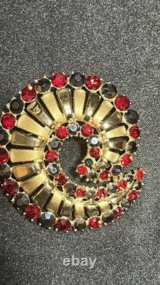 Vintage Crown Trifari Alfred Philippe Red/ Blue Rhinestone Swirl Brooch- Rare Vintage Crown Trifari Alfred Philippe Red/ Blue Rhinestone Swirl Brooch- Rare