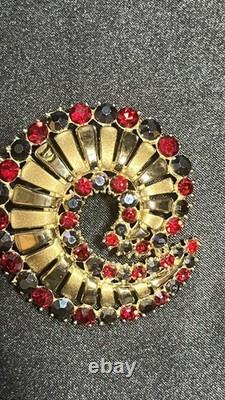 Vintage Crown Trifari Alfred Philippe Red/ Blue Rhinestone Swirl Brooch- Rare Vintage Crown Trifari Alfred Philippe Red/ Blue Rhinestone Swirl Brooch- Rare
