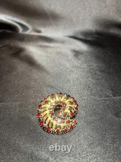 Vintage Crown Trifari Alfred Philippe Red/ Blue Rhinestone Swirl Brooch- Rare Vintage Crown Trifari Alfred Philippe Red/ Blue Rhinestone Swirl Brooch- Rare