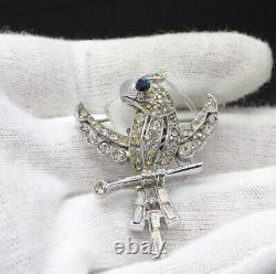 Vintage Crown Trifari Alfred Philippe Red Eye Bird Brooch