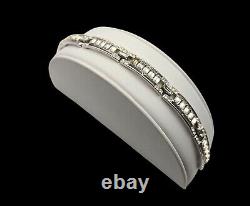 Vintage Crown Trifari Alfred Philippe Rhinestone Bracelet 7 Inch Silver Tone Ele