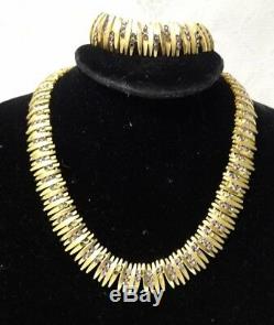 Vintage Crown Trifari Alfred Philippe Rhinestone Bracelet Necklace Set