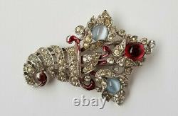 Vintage Crown Trifari Alfred Philippe Rhinestone Cornucopia Fur Clip Pin Brooch