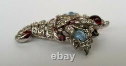 Vintage Crown Trifari Alfred Philippe Rhinestone Cornucopia Fur Clip Pin Brooch