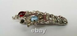 Vintage Crown Trifari Alfred Philippe Rhinestone Cornucopia Fur Clip Pin Brooch