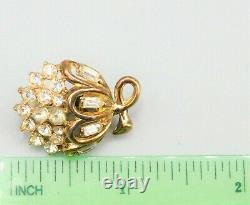 Vintage Crown Trifari Alfred Philippe Rhinestone Flower Bouquet Pin Earrings Set