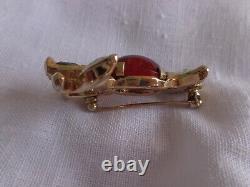 Vintage Crown Trifari Alfred Philippe Ruby Red Cab Rhinestone Figural Dog Pin