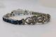 Vintage Crown Trifari Alfred Philippe Silver Tone Clear & Blue Crystal Bracelet