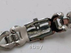 Vintage Crown Trifari Alfred Philippe Silver Tone Clear & Blue Crystal Bracelet