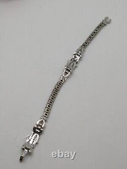 Vintage Crown Trifari Alfred Philippe Silver Tone Clear & Blue Crystal Bracelet