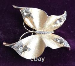 Vintage Crown Trifari Alfred Philippe Smokey Rhinestone Butterfly Brooch
