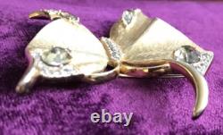 Vintage Crown Trifari Alfred Philippe Smokey Rhinestone Butterfly Brooch