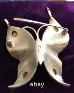 Vintage Crown Trifari Alfred Philippe Smokey Rhinestone Butterfly Brooch
