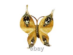 Vintage Crown Trifari Alfred Philippe Smokey Rhinestone Butterfly Brooch Pin