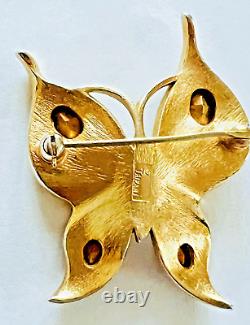 Vintage Crown Trifari Alfred Philippe Smokey Rhinestone Butterfly Brooch Pin