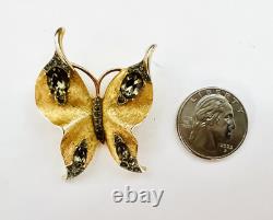Vintage Crown Trifari Alfred Philippe Smokey Rhinestone Butterfly Brooch Pin