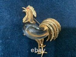 Vintage Crown Trifari Alfred Philippe Sterling Chanticleer Rooster Jelly Belly