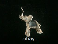 Vintage Crown Trifari Alfred Philippe Sterling Elephant Jelly Belly Pin VeryRare