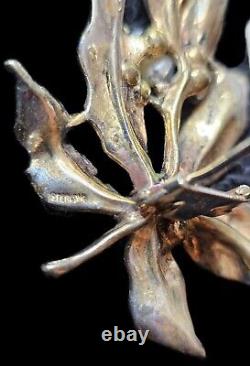Vintage Crown Trifari Alfred Philippe Sterling Faux Pearl & Rhinestone Fur Pin