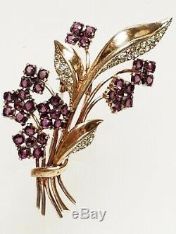 Vintage Crown Trifari Alfred Philippe Sterling Purple RS Flower Fur Dress Clip