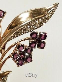 Vintage Crown Trifari Alfred Philippe Sterling Purple RS Flower Fur Dress Clip