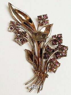 Vintage Crown Trifari Alfred Philippe Sterling Purple RS Flower Fur Dress Clip