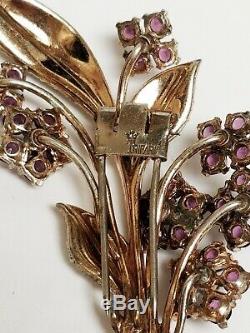 Vintage Crown Trifari Alfred Philippe Sterling Purple RS Flower Fur Dress Clip