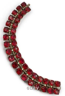 Vintage Crown Trifari Alfred Philippe Sterling Silver Bracelet Rhinestones 40's