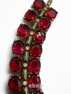 Vintage Crown Trifari Alfred Philippe Sterling Silver Bracelet Rhinestones 40's