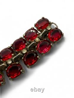 Vintage Crown Trifari Alfred Philippe Sterling Silver Bracelet Rhinestones 40's