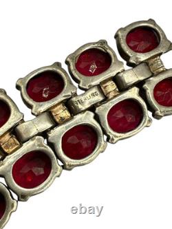 Vintage Crown Trifari Alfred Philippe Sterling Silver Bracelet Rhinestones 40's