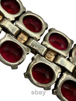 Vintage Crown Trifari Alfred Philippe Sterling Silver Bracelet Rhinestones 40's