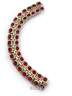 Vintage Crown Trifari Alfred Philippe Sterling Silver Bracelet Rhinestones 40's