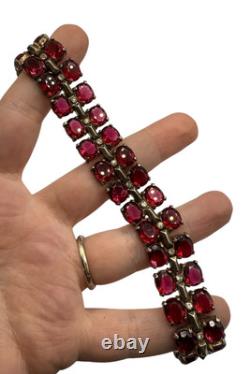 Vintage Crown Trifari Alfred Philippe Sterling Silver Bracelet Rhinestones 40's