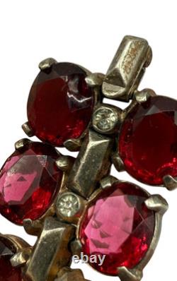 Vintage Crown Trifari Alfred Philippe Sterling Silver Bracelet Rhinestones 40's