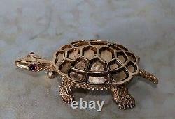 Vintage Crown Trifari Alfred Philippe Turtle Brooch Pin Costume Jewelry Estate