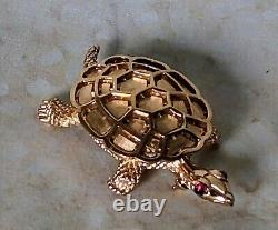 Vintage Crown Trifari Alfred Philippe Turtle Brooch Pin Costume Jewelry Estate