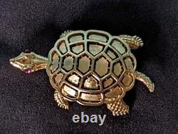 Vintage Crown Trifari Alfred Philippe Turtle Brooch Pin Costume Jewelry Estate