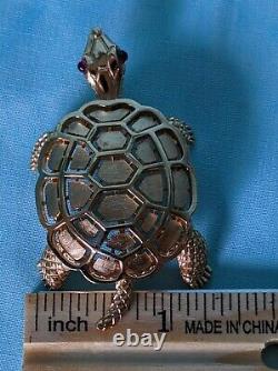 Vintage Crown Trifari Alfred Philippe Turtle Brooch Pin Costume Jewelry Estate